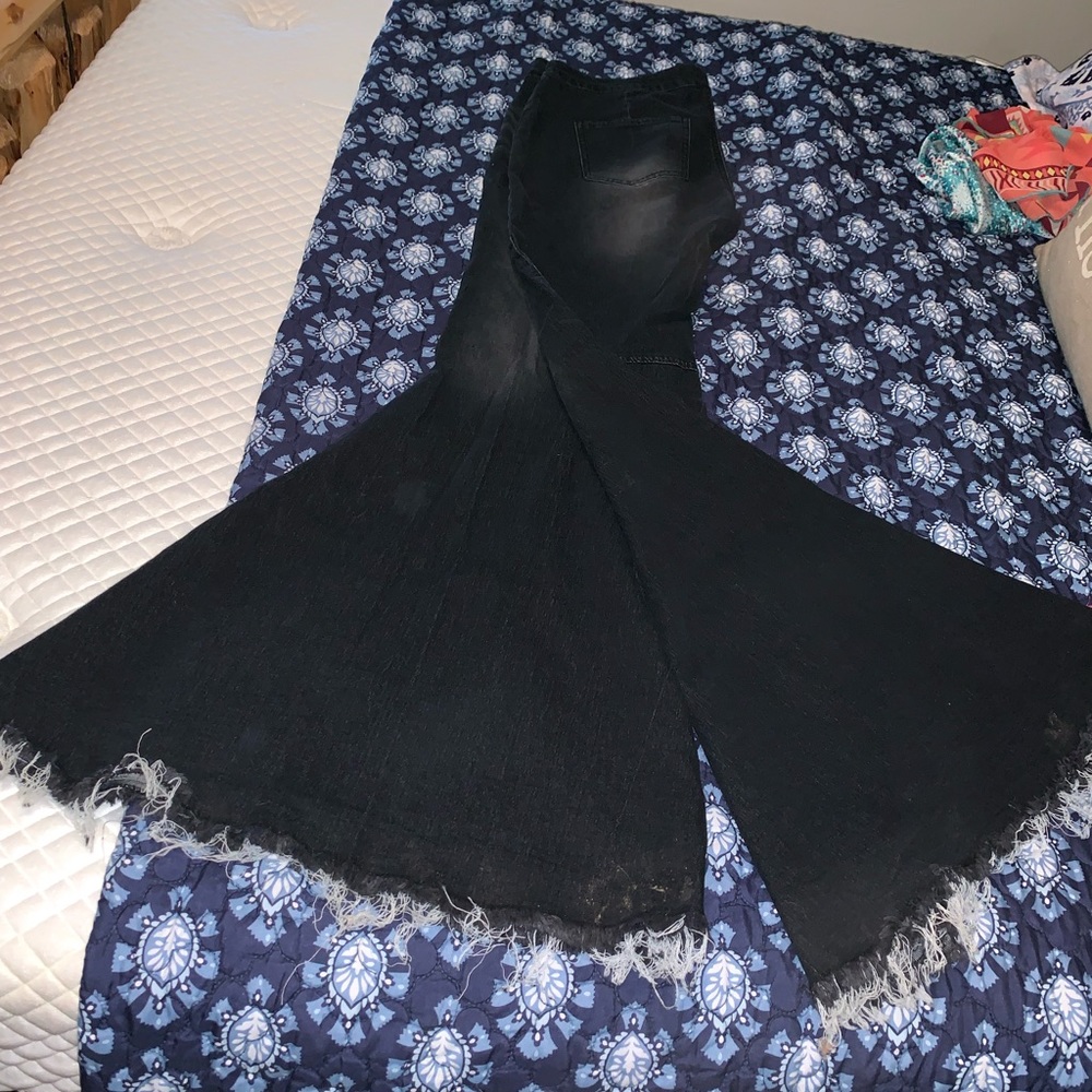 Black High Rise Denim Bell Bottoms